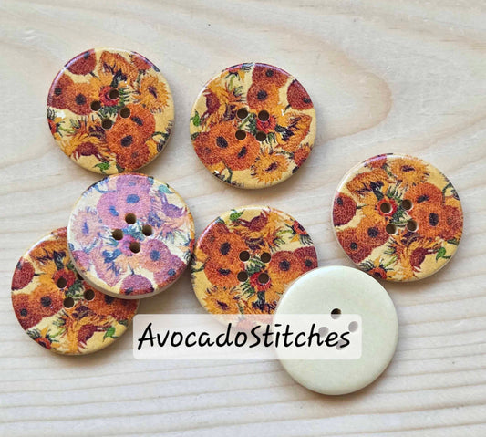 SUMMER BREEZE / 30mm - 6 buttons / Wooden Buttons / Sewing Buttons