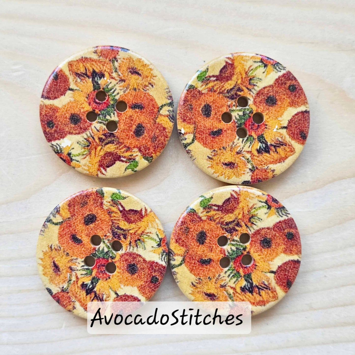 SUMMER BREEZE / 30mm - 4 buttons / Wooden Buttons / Sewing Buttons