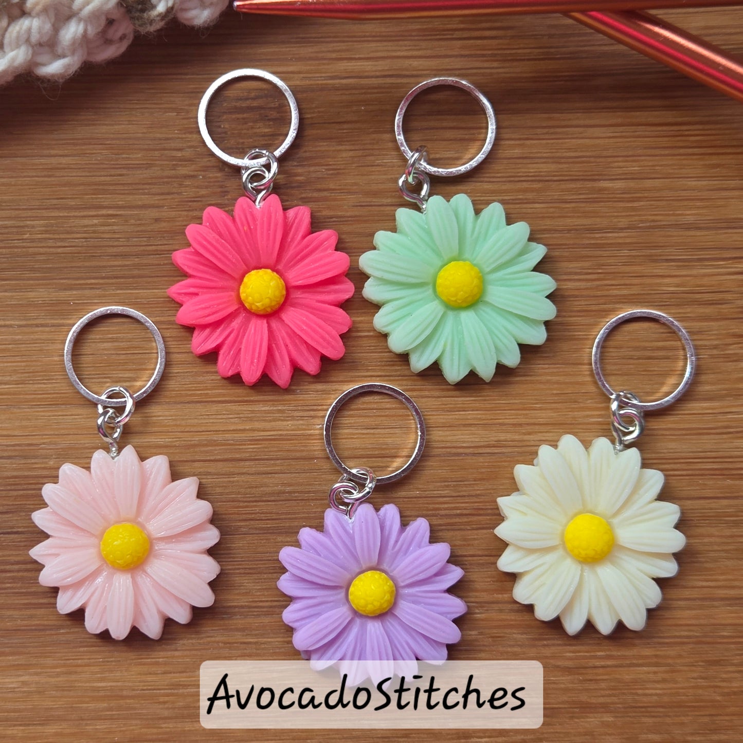 SUMMER FLORALS - 5 Pieces / Knitting Crochet Stitch Markers / Notions (#2ex)