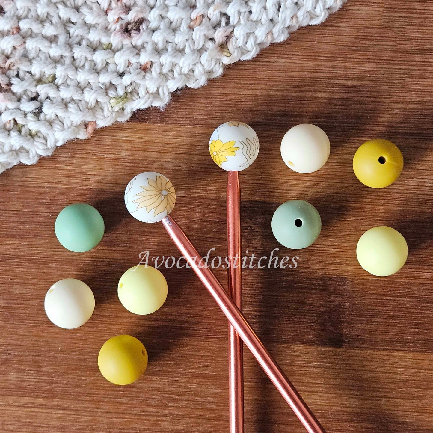 Round SUNFLOWERS STITCH STOPPERS / Knitting Needle Stoppers / Point Protection / Notions