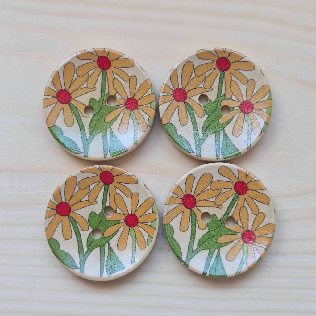 SUNSHINE TRIO / Wooden Buttons / 30mm (Set of 6)