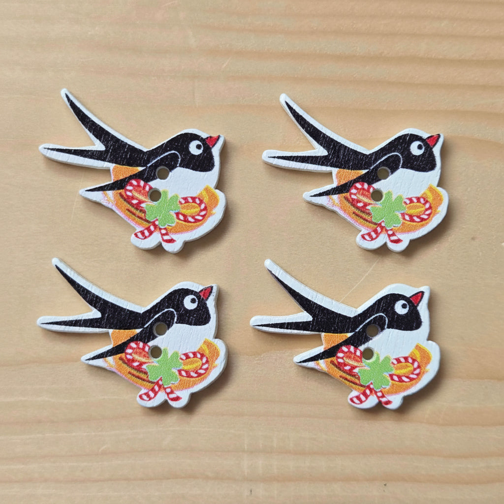 Clearance // Swallow / Wooden Buttons (Set of 8)
