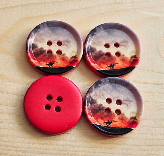 THE HORSE / 30mm - 4 buttons / Resin Buttons / Sewing Buttons