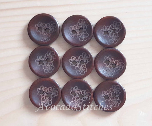 AvoDesigns THE THREE SISTERS / 20mm - 6 buttons / Wooden Buttons / Sewing Buttons