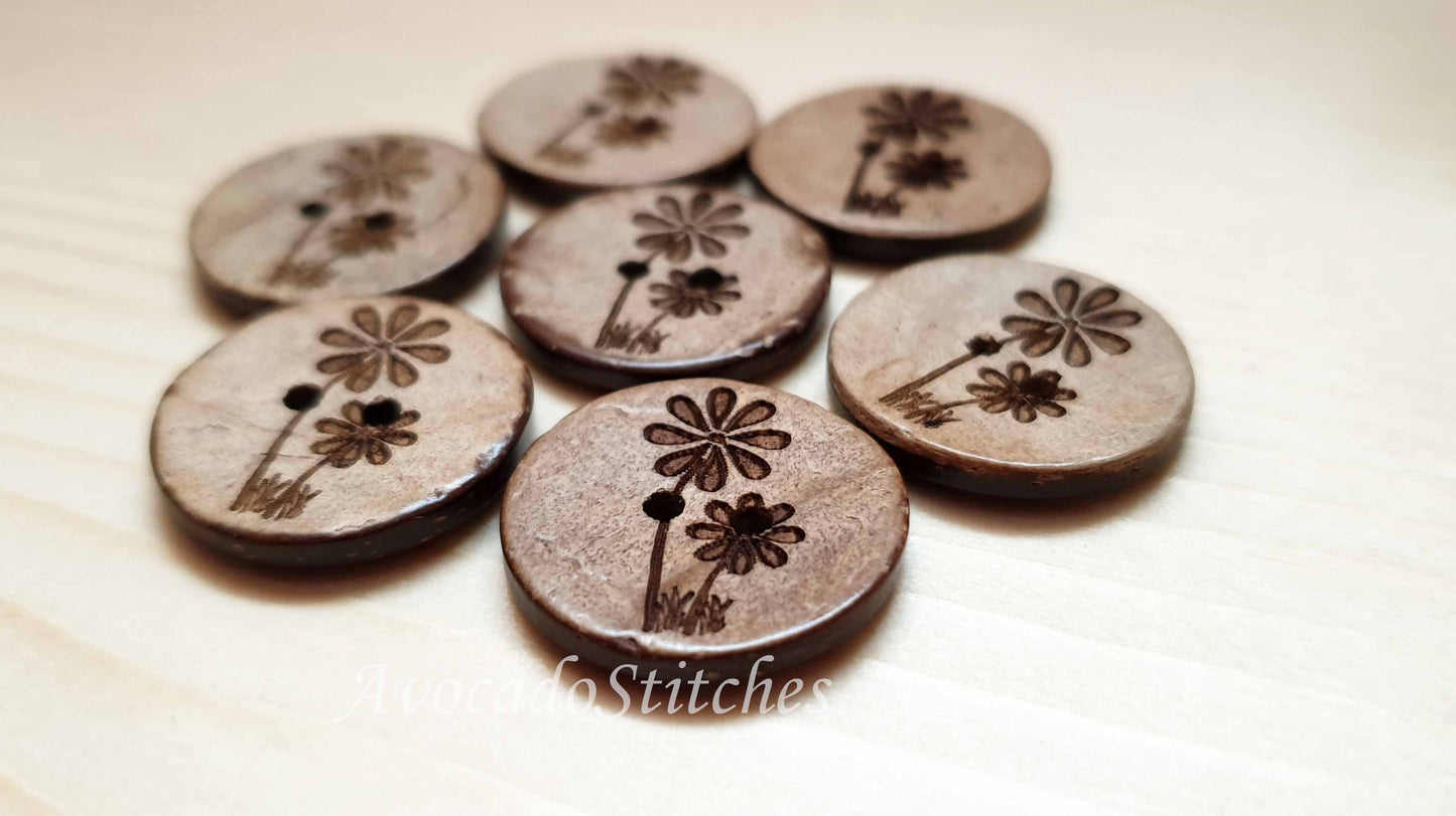 AvoDesigns COCO TOGETHER FOREVER / 20mm - 6 buttons / Coconut Buttons / Sewing Buttons