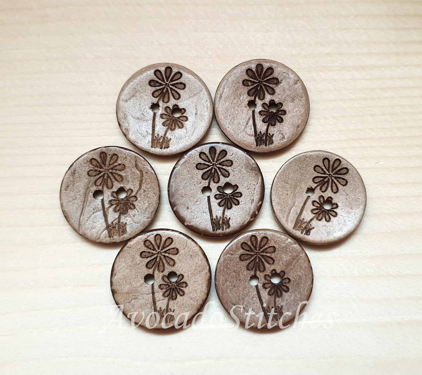 AvoDesigns COCO TOGETHER FOREVER / 20mm - 6 buttons / Coconut Buttons / Sewing Buttons
