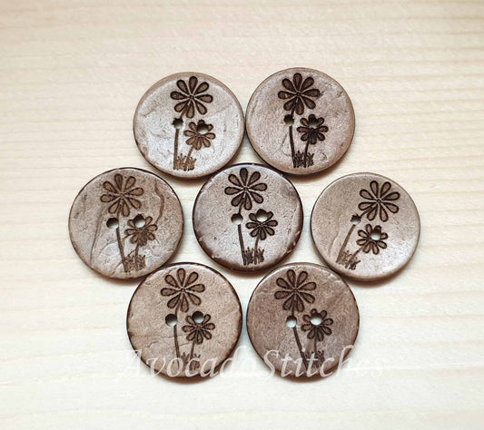 AvoDesigns COCO TOGETHER FOREVER / 20mm - 6 buttons / Coconut Buttons / Sewing Buttons
