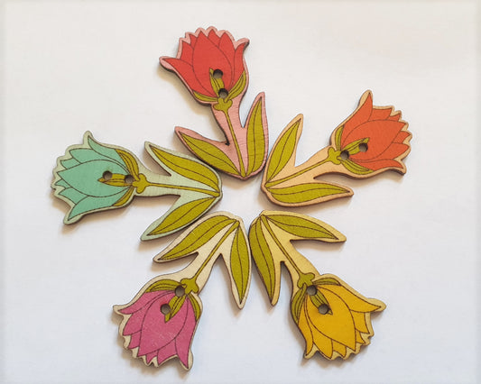 TULIPS / Wooden Buttons / 24x40mm (Set of 10)