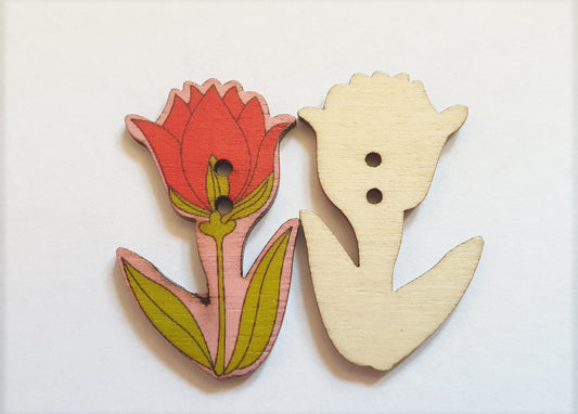TULIPS / 24*40mm / 8 buttons / Wooden Buttons / Sewing Buttons