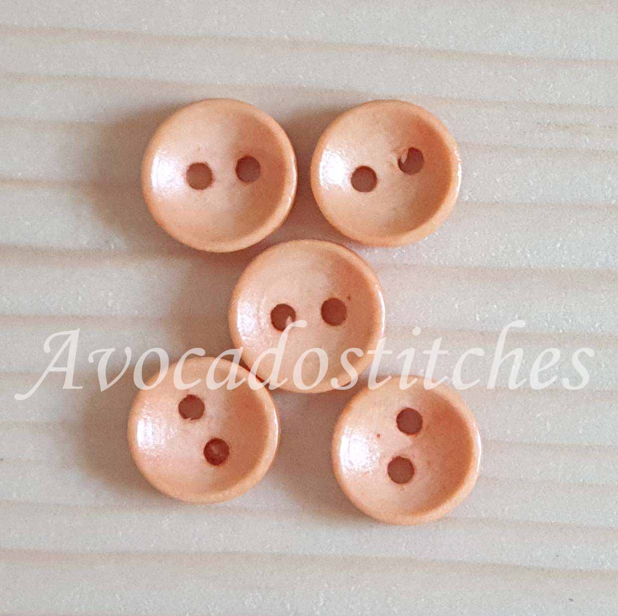 2-HOLE LIGHT ORANGE BROWN PEACH / 10-25mm / Set of 10 buttons / Wooden Buttons / Sewing Buttons
