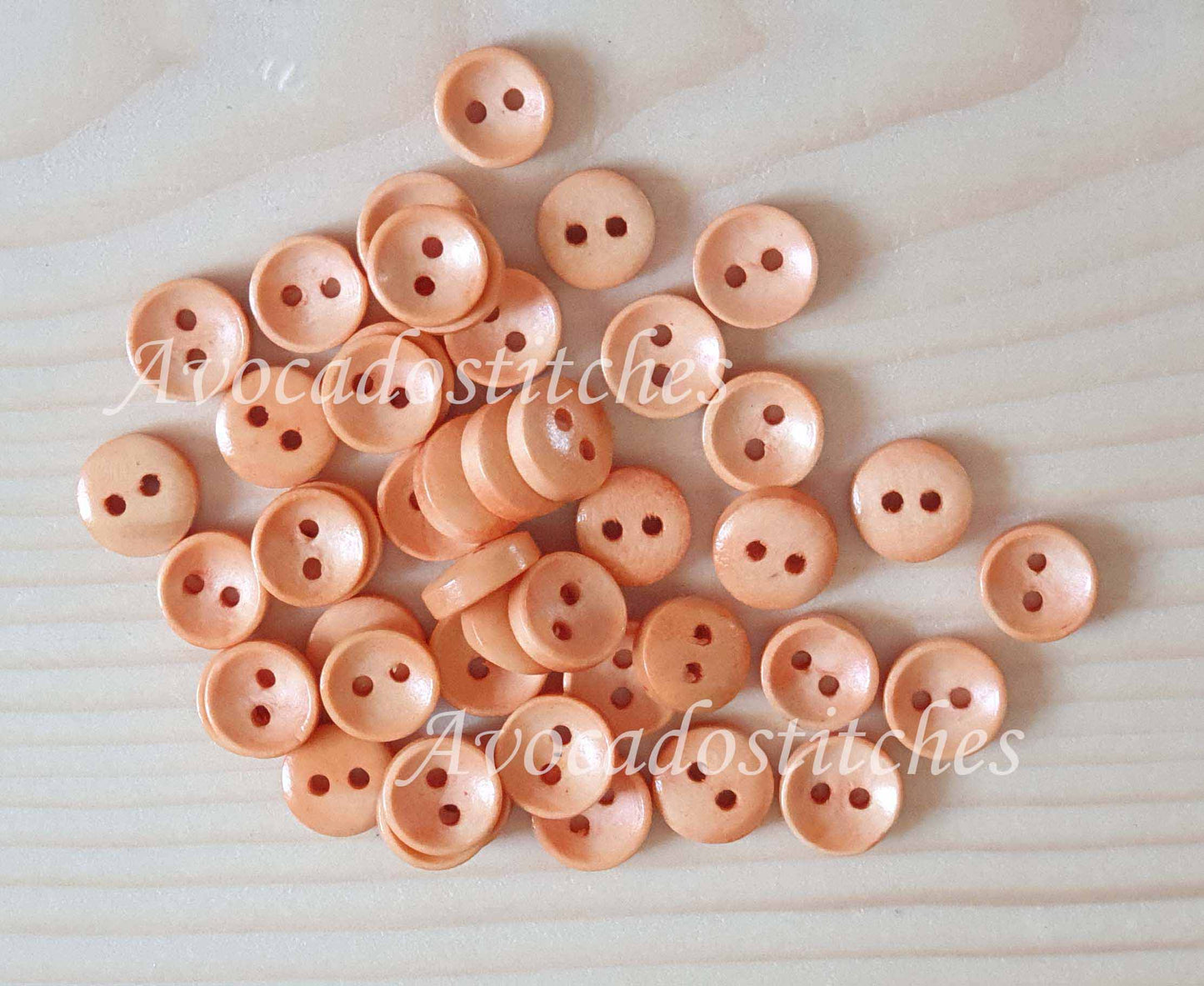 2-HOLE LIGHT ORANGE BROWN PEACH / 10-25mm / Set of 10 buttons / Wooden Buttons / Sewing Buttons