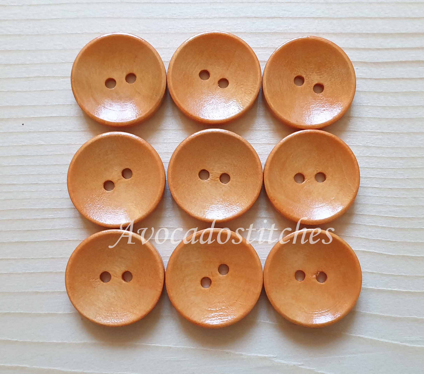 2-HOLE LIGHT ORANGE BROWN PEACH / 10-25mm / Set of 10 buttons / Wooden Buttons / Sewing Buttons