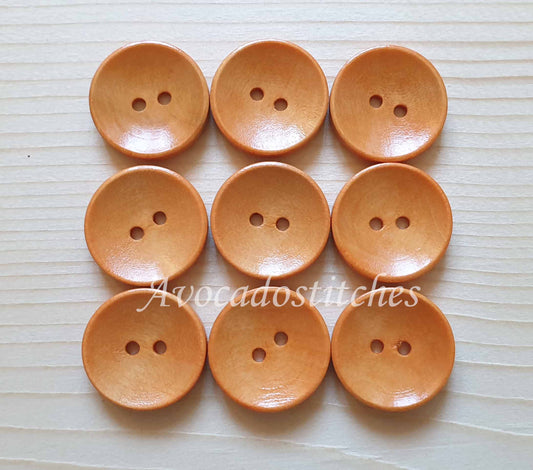 2-HOLE PEACH Wooden Buttons / 10-25mm Natural Wood Sewing Buttons