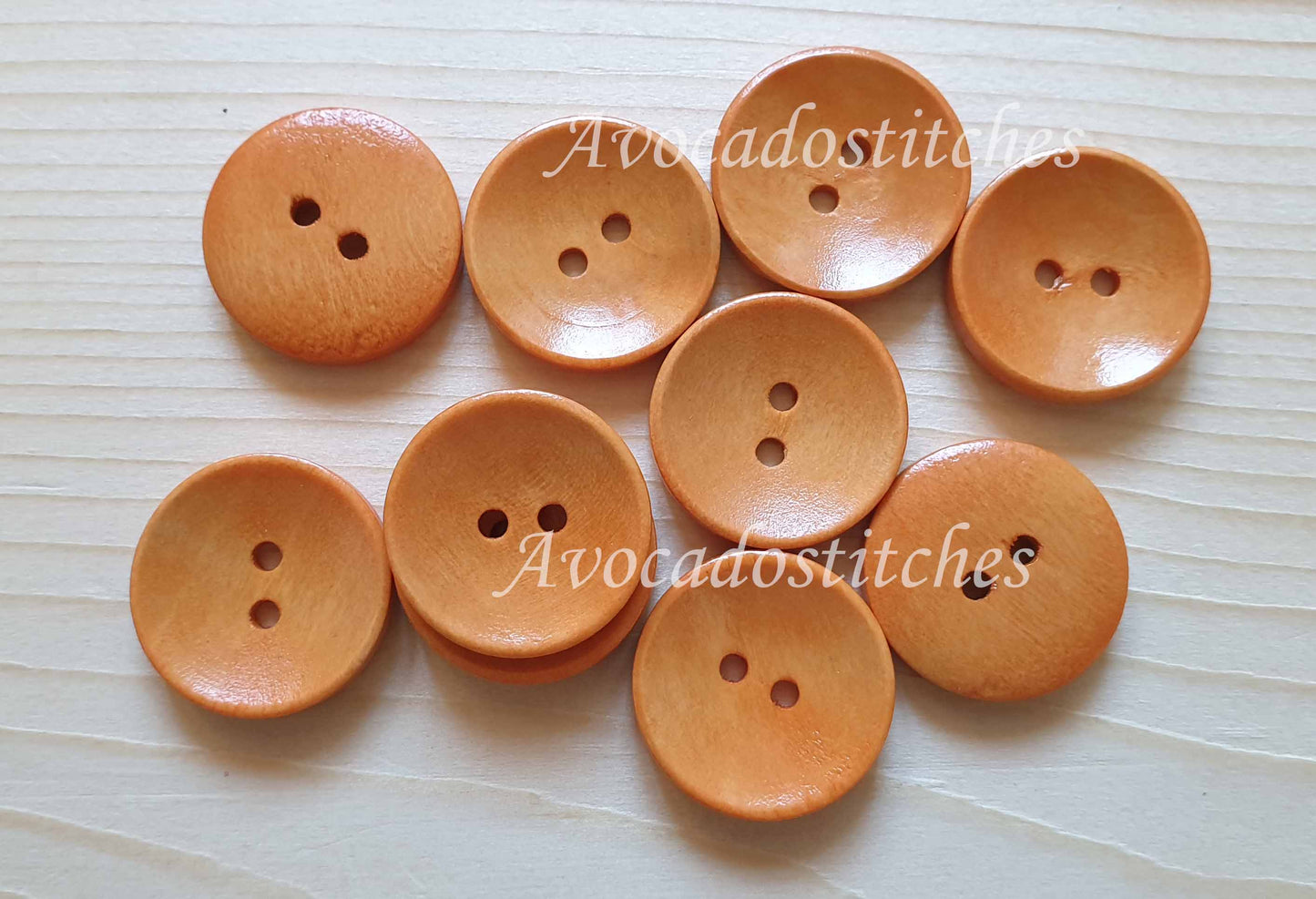 2-HOLE LIGHT ORANGE BROWN PEACH / 10-25mm / Set of 10 buttons / Wooden Buttons / Sewing Buttons