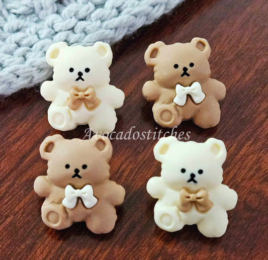 Clearance // TEDDY BEAR / Resin Shank Buttons / 17×19mm (Set of 4)