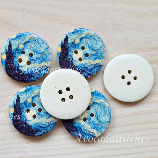 THE GHOST TOWN / 30mm - 4 buttons / Wooden Buttons / Sewing Buttons