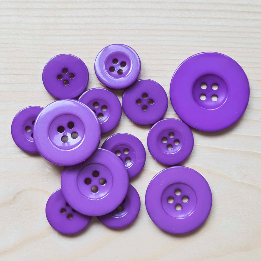 Clearance // THICK FLAT EDGE PURPLE / 4-Hole Resin Buttons / 18mm 25mm 30mm