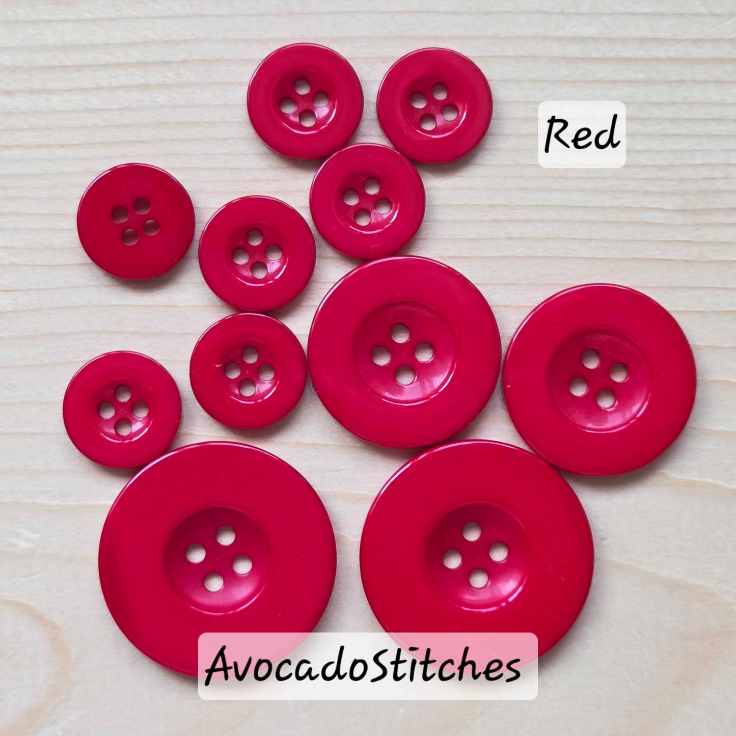 THICK FLAT EDGE Red / 15-30mm / Resin Buttons / Sewing Buttons