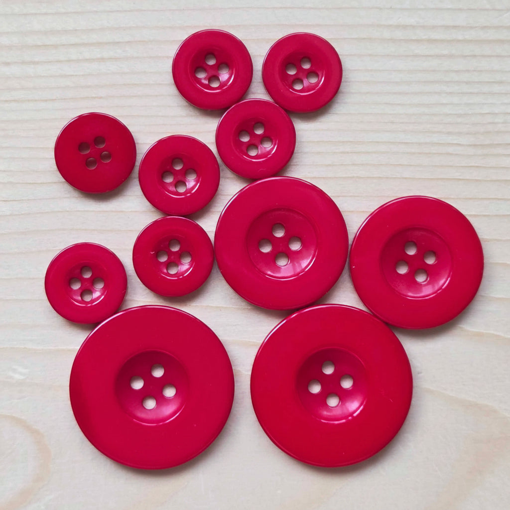 Clearance // THICK FLAT EDGE RED / Resin Buttons / 15-30mm