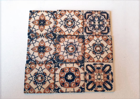 MANDALA TILE / 20-25mm / 8 buttons / Wooden Buttons / Sewing Buttons
