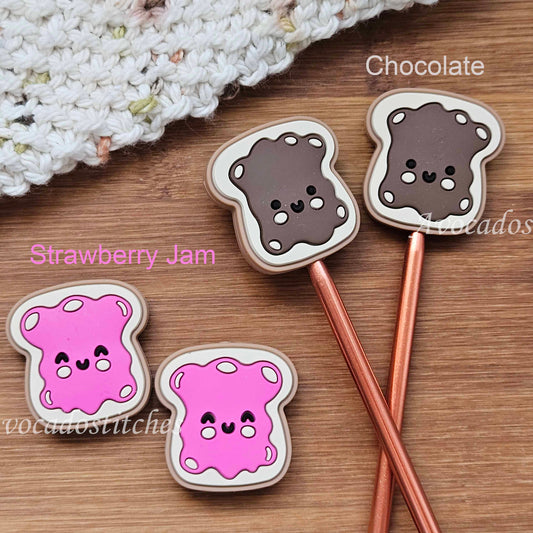 YUMMY TOAST Stitch Stoppers / 2 pieces / Knitting Needle Stoppers / Point Protection / Notions
