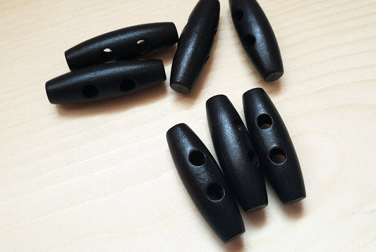 WOODEN TOGGLE BLACK (Flat) / 16-40mm / Wooden Toggle Buttons / Sewing Buttons