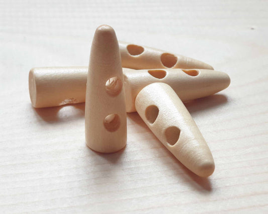 WOODEN TOGGLE BEIGE CREAM / 35-50mm / Wooden Toggle Buttons / Sewing Buttons
