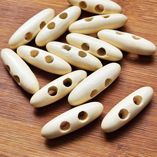 WOODEN TOGGLE BEIGE Cream / 40mm / Wooden Toggle Buttons / Sewing Buttons