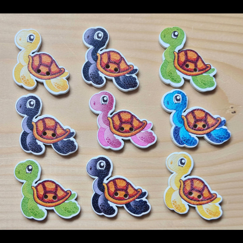 SEA TURTLE / Wooden Buttons / 30x28mm (Set of 10)
