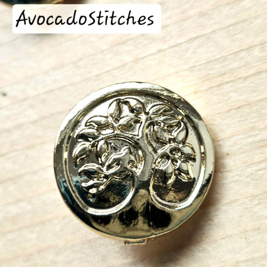 Clearance // TREE OF LIGHT / 18K Gold Plated Metal Shank Buttons / 17mm (Set of 4)