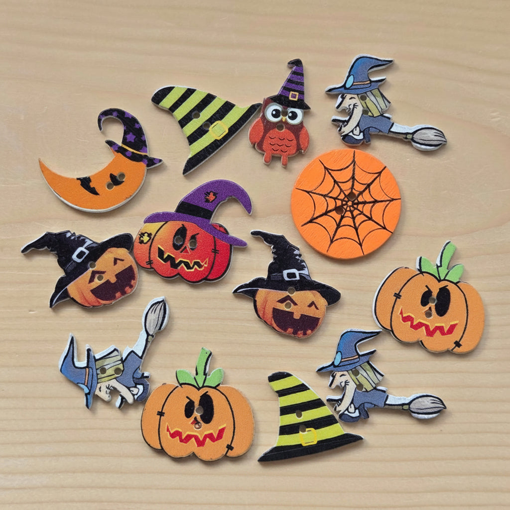TRICK OR TREAT / Wooden Buttons (Set of 10)