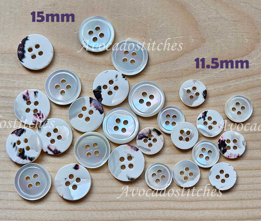 TROCHUS Seashell Buttons / 11.5-15mm - 6 buttons / Natural Seashell Buttons / Sewing Buttons