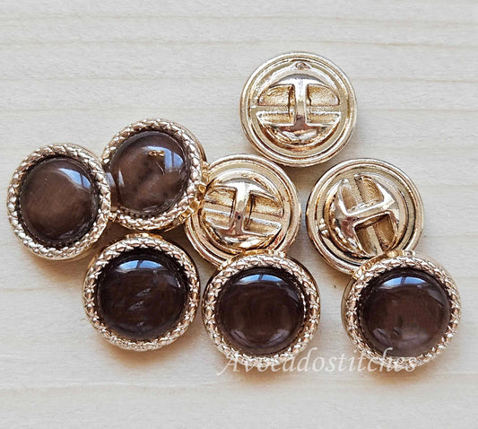 UMBER GLINT Shank Buttons / 11mm - 6 buttons / Imitation Stone Buttons / Sewing Buttons