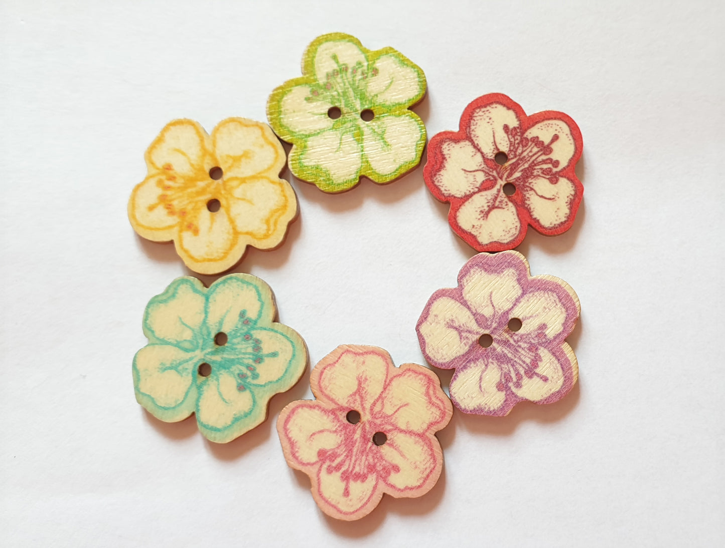 VINTAGE FLOWER / 25*25mm / Wooden Buttons / Sewing Buttons