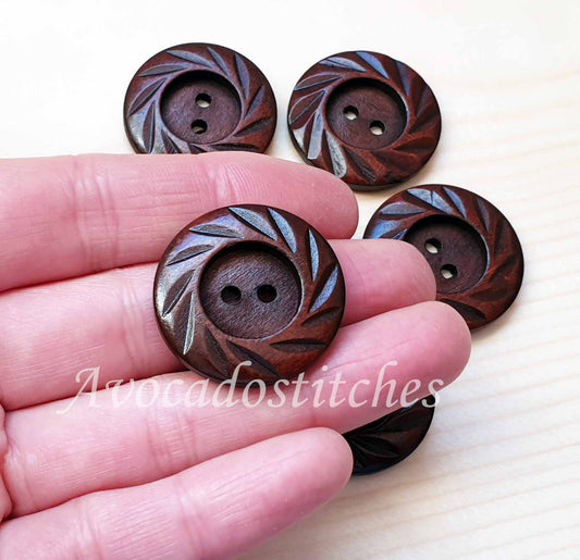 VINTAGE FOLIAGE / 30mm - 4 buttons / Wooden Buttons / Sewing Buttons