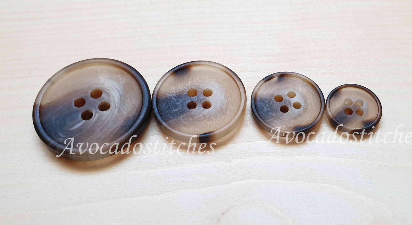RESIN VINTAGE TORTOISE SHELL / 15-30mm / Resin Buttons / Sewing Buttons