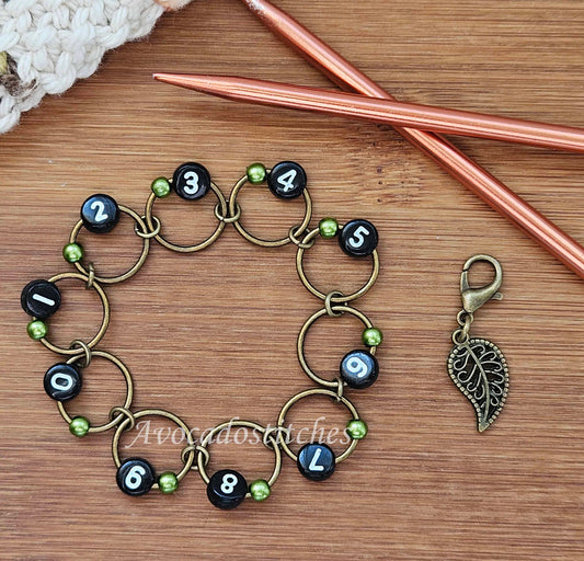 VERDANT COUNT Progress Keeper Chain / Numbered Stitch Markers Chain / Row Counter Chain / Knitting Stitch Markers / Notion
