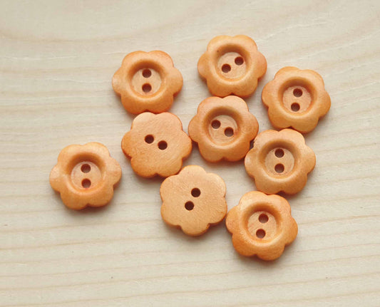 VINTAGE FLOWER 2-HOLE PEACH / 15mm / Wooden Buttons / Sewing Buttons