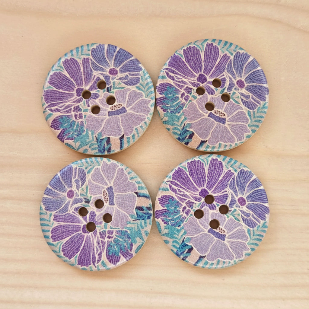 VIOLET MIST / Wooden Buttons / 30mm (Set of 6)