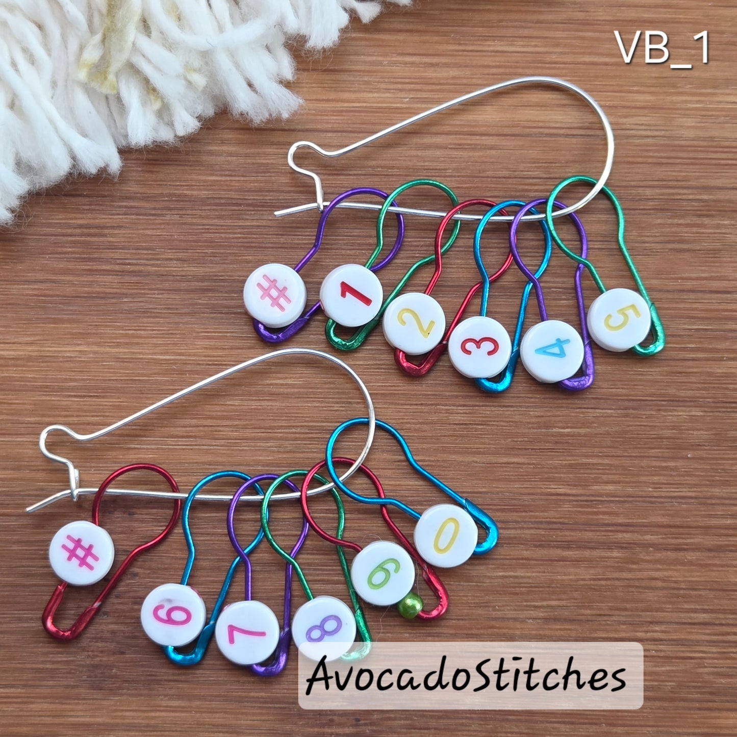 VIVID BEADS / Set of 14 / Numbered Bulb Pins Stitch Marker Set / Crochet Knitting Stitch Markers / Notions (VB_1)