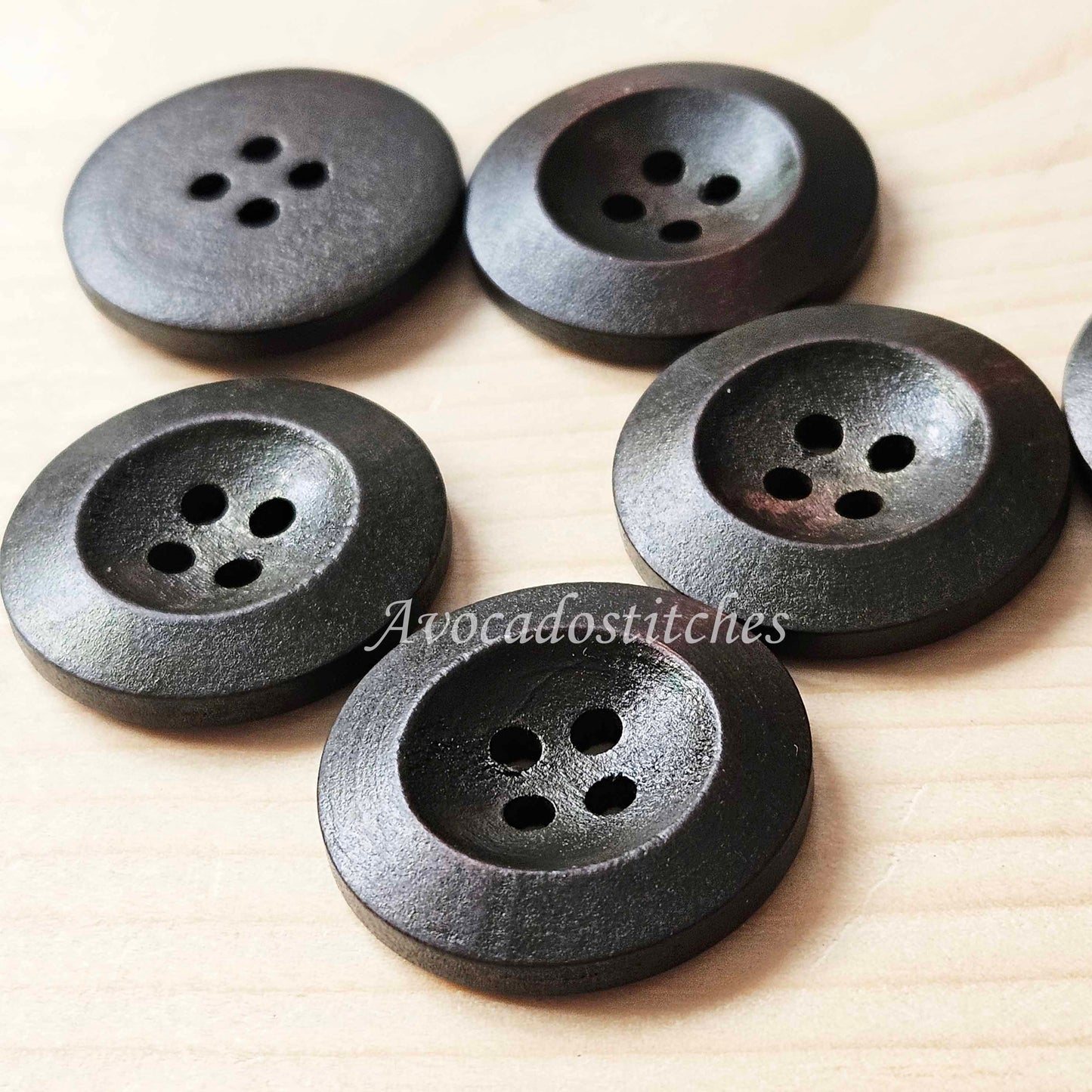 WEDGE EDGE DARK BROWN / 11.5-25mm / Set of 10 buttons / Wooden Buttons / Sewing Buttons