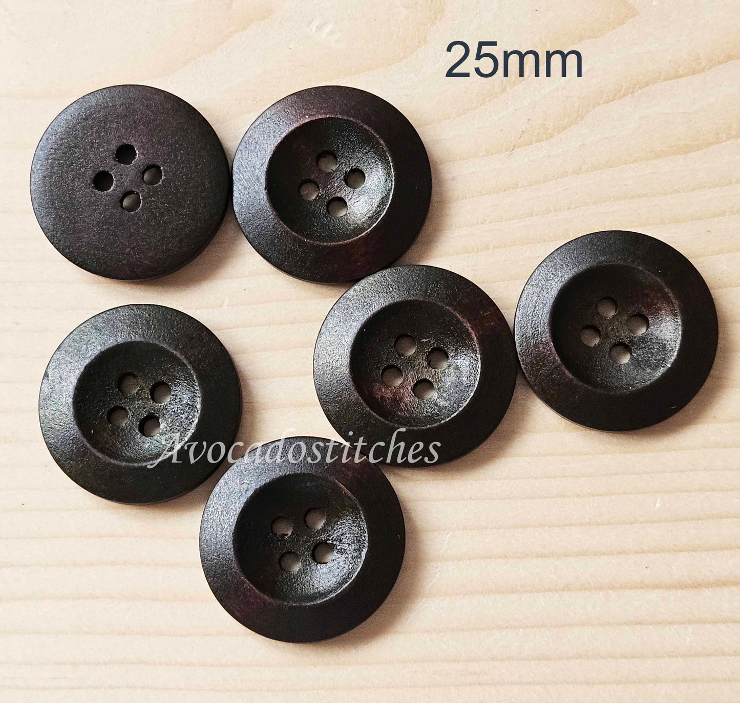 WEDGE EDGE DARK BROWN / 11.5-25mm / Set of 10 buttons / Wooden Buttons / Sewing Buttons