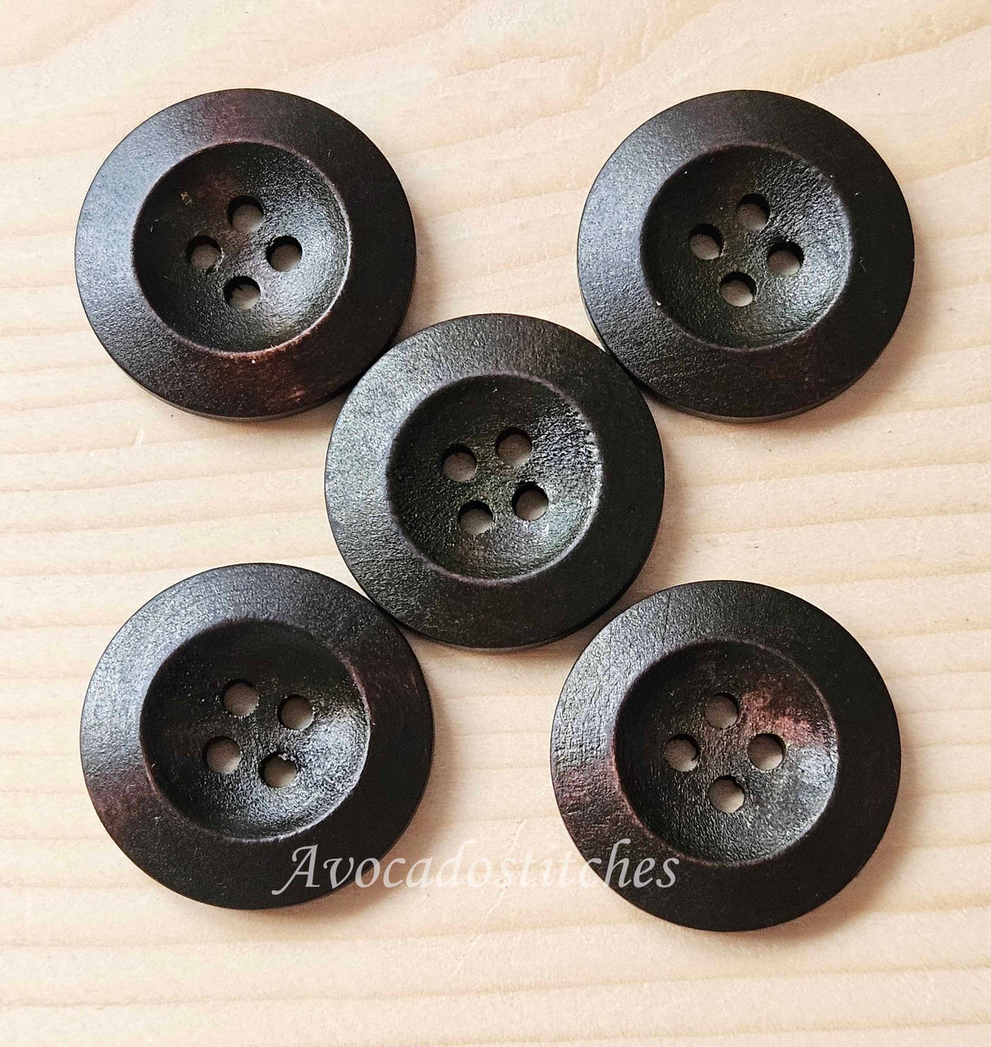 WEDGE EDGE DARK BROWN / 11.5-25mm / Set of 10 buttons / Wooden Buttons / Sewing Buttons