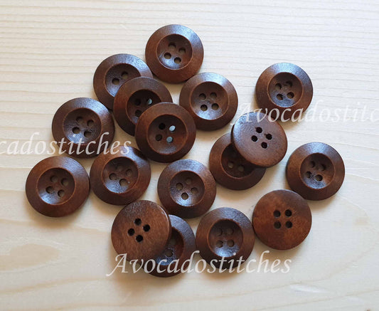 Clearance // WEDGE EDGE COFFEE / 12.5-25mm / Wooden Buttons / Sewing Buttons