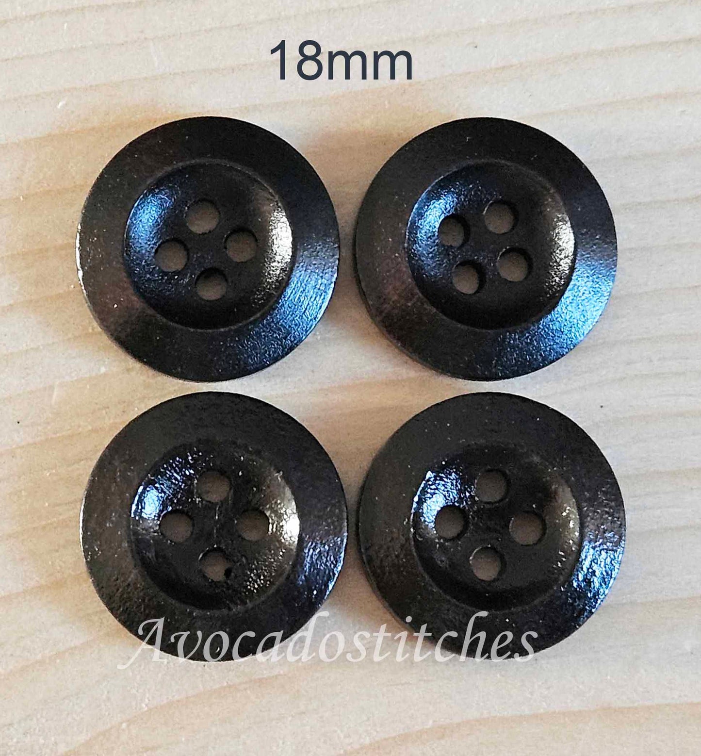 WEDGE EDGE DARK BROWN / 11.5-25mm / Set of 10 buttons / Wooden Buttons / Sewing Buttons