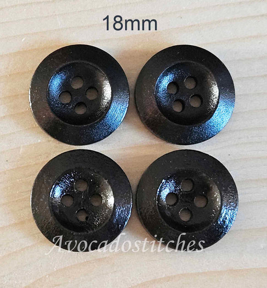 WEDGE EDGE DARK BROWN / 11.5-25mm / Wooden Buttons / Sewing Buttons