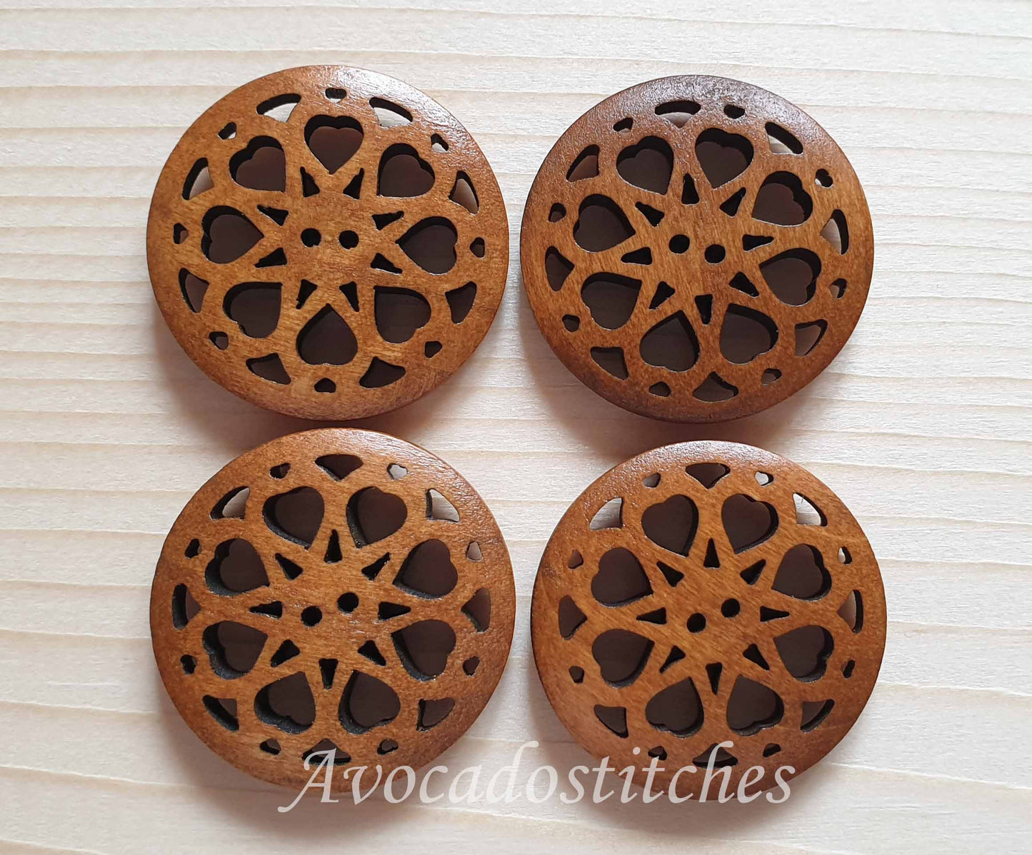 WHETU COFFEE BROWN / 25mm / Set of 6 buttons / Wooden Filigree Buttons / Sewing Buttons
