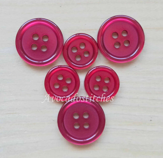 WINE RED / Classic 4-Hole Resin Buttons / 11.5-15mm / Set of 20 buttons / Small Buttons / Shirt Buttons / Sewing Buttons