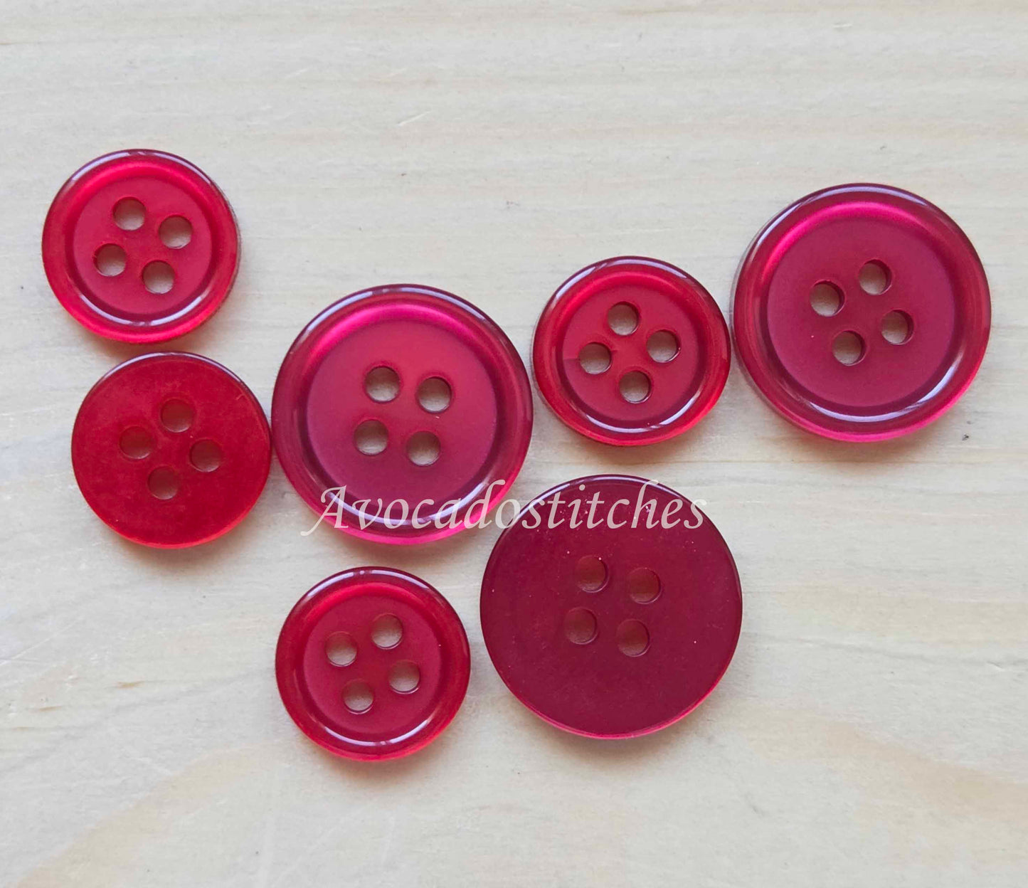WINE RED / Classic 4-Hole Resin Buttons / 11.5-15mm / Set of 20 buttons / Small Buttons / Shirt Buttons / Sewing Buttons
