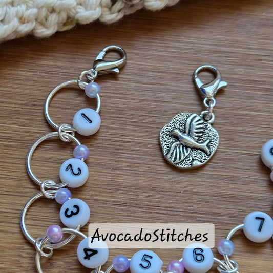 WINGS of the SEA Progress Keeper Chain / Numbered Stitch Markers Chain / Row Counter Chain / Knitting Stitch Markers / Notions